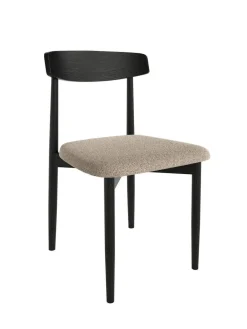 Juego de dos sillas con Asiento Tapizado Color Hueso en Tela y Estructura de Madera Negra MALMO CG3000HU