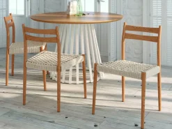 Juego de dos sillas con Asiento de Cuerda Natural y Estructura de Madera Roble Natural PRADO CG1918RC