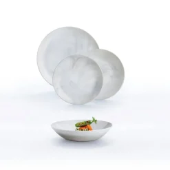 Juego de Mesa OPAL de 18 Platos de Porcelana6 Personas DIWALI GRANIT MARB LUMINARC