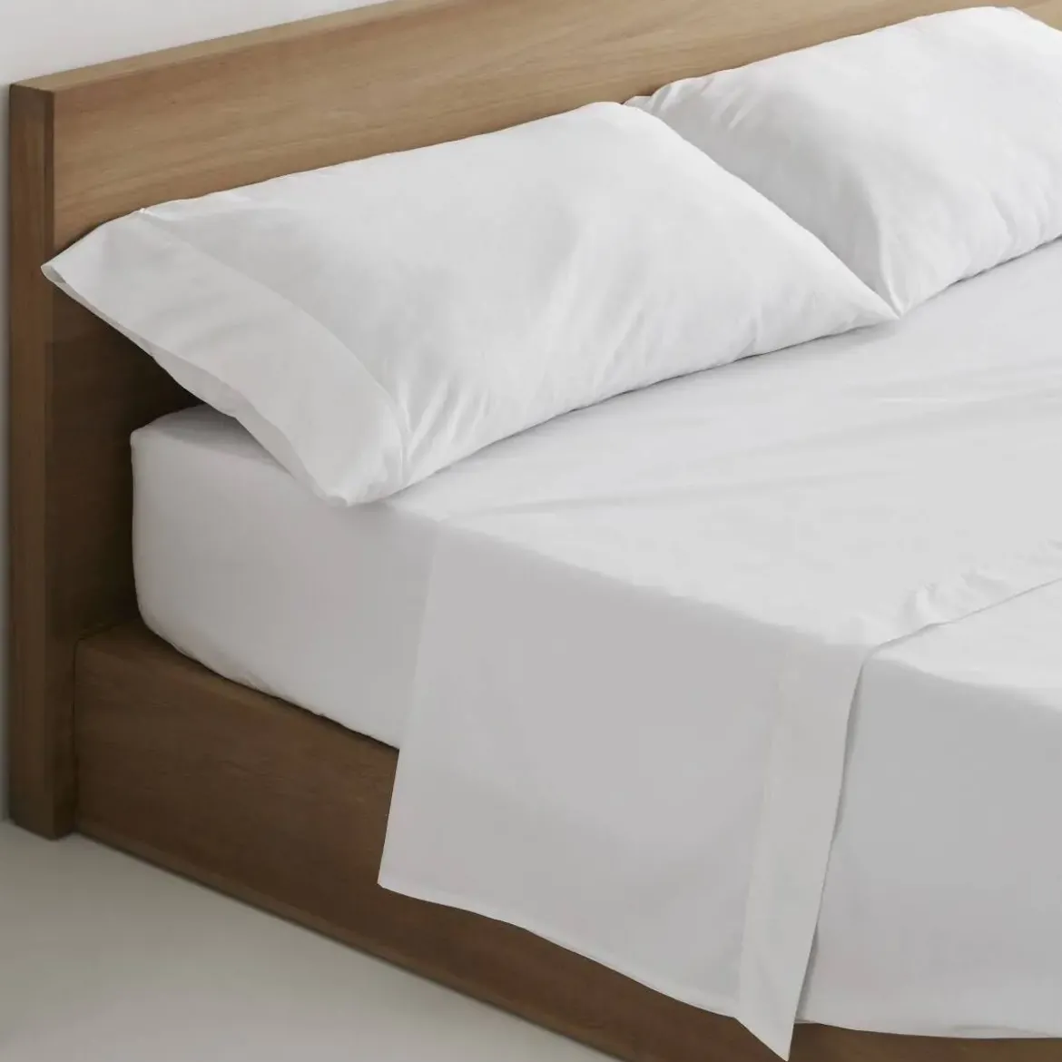 Juego de Sábanas de Algodón 500 hilos Blanco 105 cm TELIA HOME