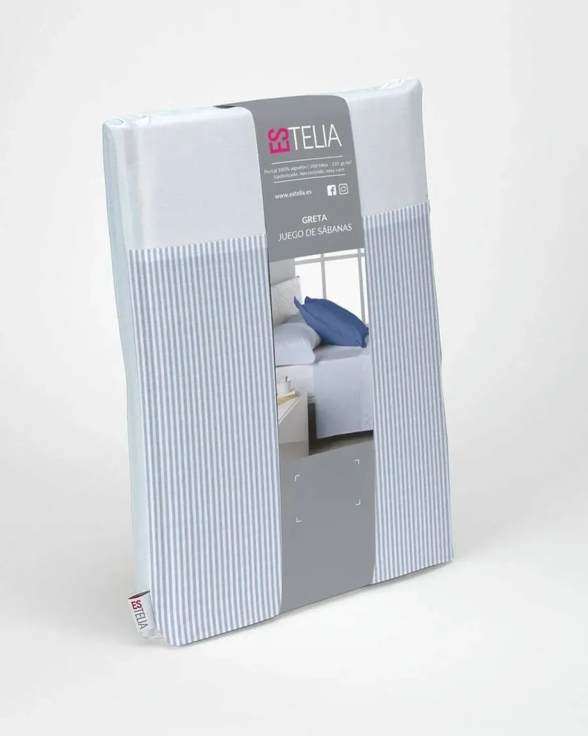 Juego de Sábanas 200 hilos Cama 150 GRETA Azul 2 Almohadas