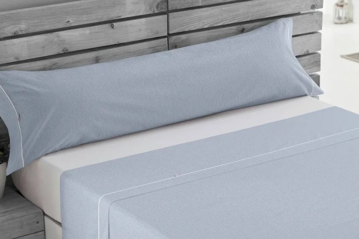 Juego de Sábanas 200 hilos Cama 150 GRETA Azul 2 Almohadas