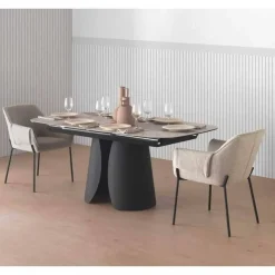 Juego de 4 Sillas de Comedor con Reposabrazos en Chenilla GABAR
