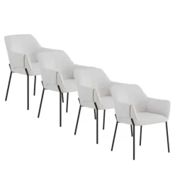 Juego de 4 Sillas de Comedor con Reposabrazos en Chenilla GABAR