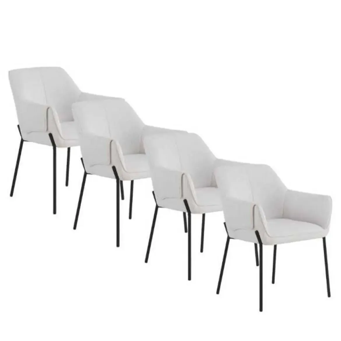 Juego de 4 Sillas de Comedor con Reposabrazos en Chenilla GABAR