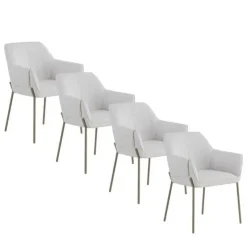 Juego de 4 Sillas de Comedor con Reposabrazos en Chenilla GABAR