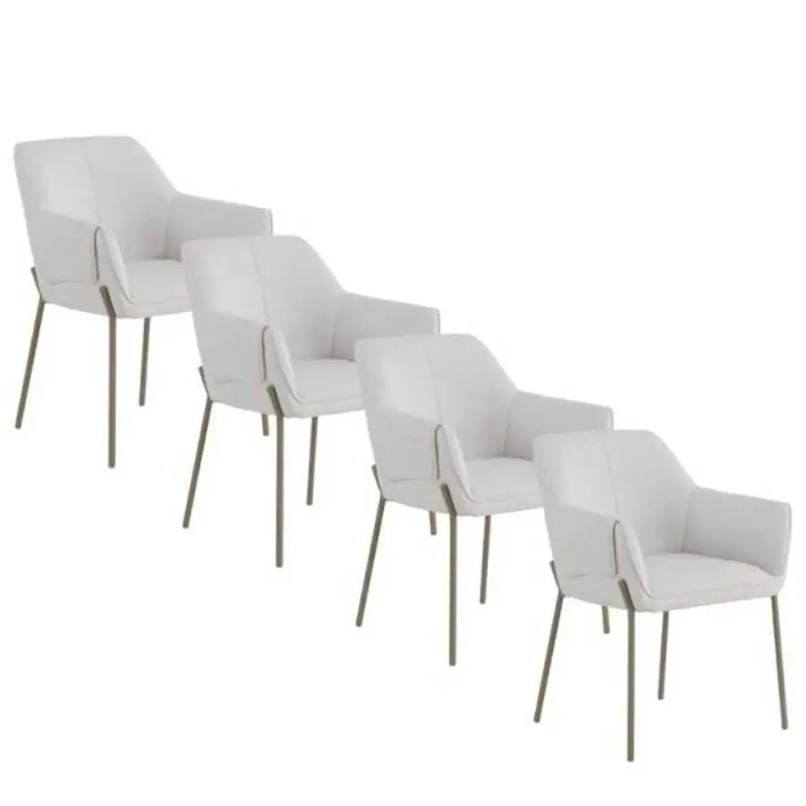 Juego de 4 Sillas de Comedor con Reposabrazos en Chenilla GABAR