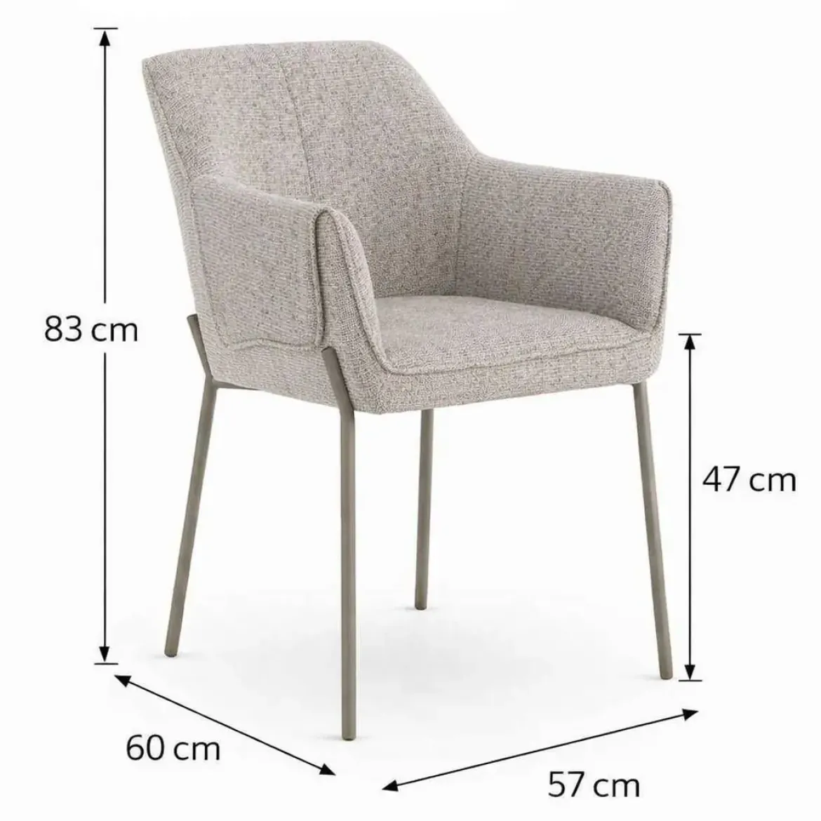 Juego de 4 Sillas de Comedor con Reposabrazos en Chenilla GABAR
