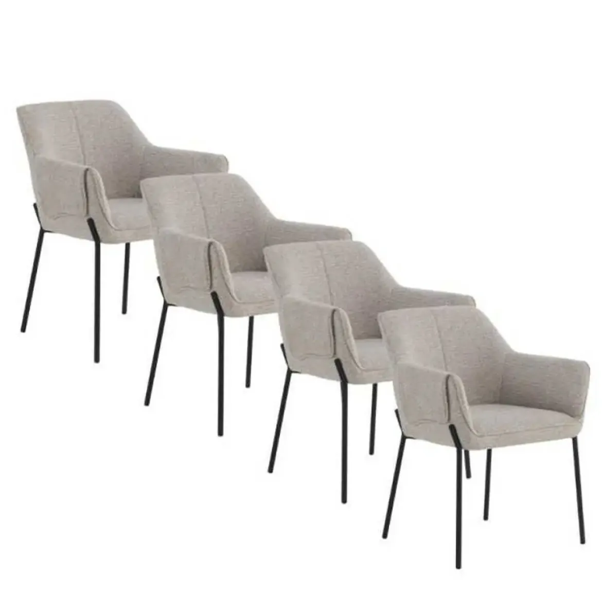 Juego de 4 Sillas de Comedor con Reposabrazos en Chenilla GABAR