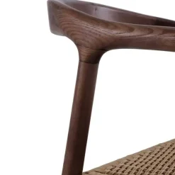 Juego de 4 Sillas de Comedor de Madera de Fresno con Asiento Trenzado GABAR 11587