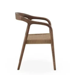 Juego de 4 Sillas de Comedor de Madera de Fresno con Asiento Trenzado GABAR 11587