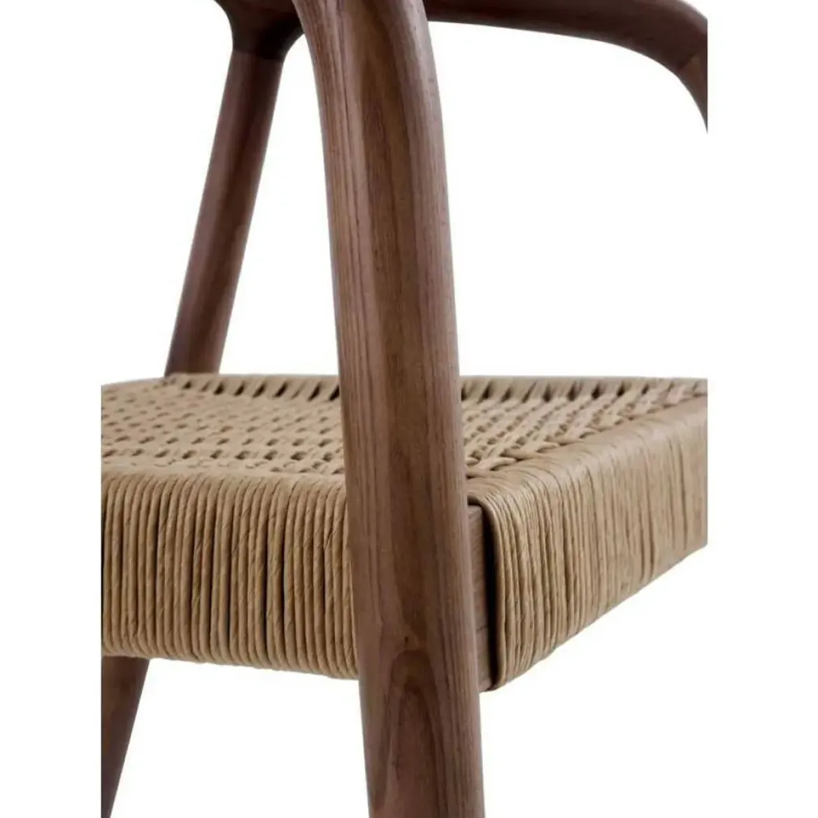 Juego de 4 Sillas de Comedor de Madera de Fresno con Asiento Trenzado GABAR 11587