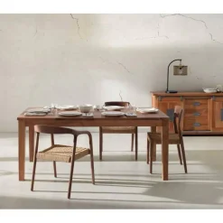 Juego de 4 Sillas de Comedor de Madera de Fresno con Asiento Trenzado GABAR 11587
