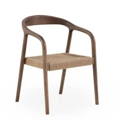 Juego de 4 Sillas de Comedor de Madera de Fresno con Asiento Trenzado GABAR 11587