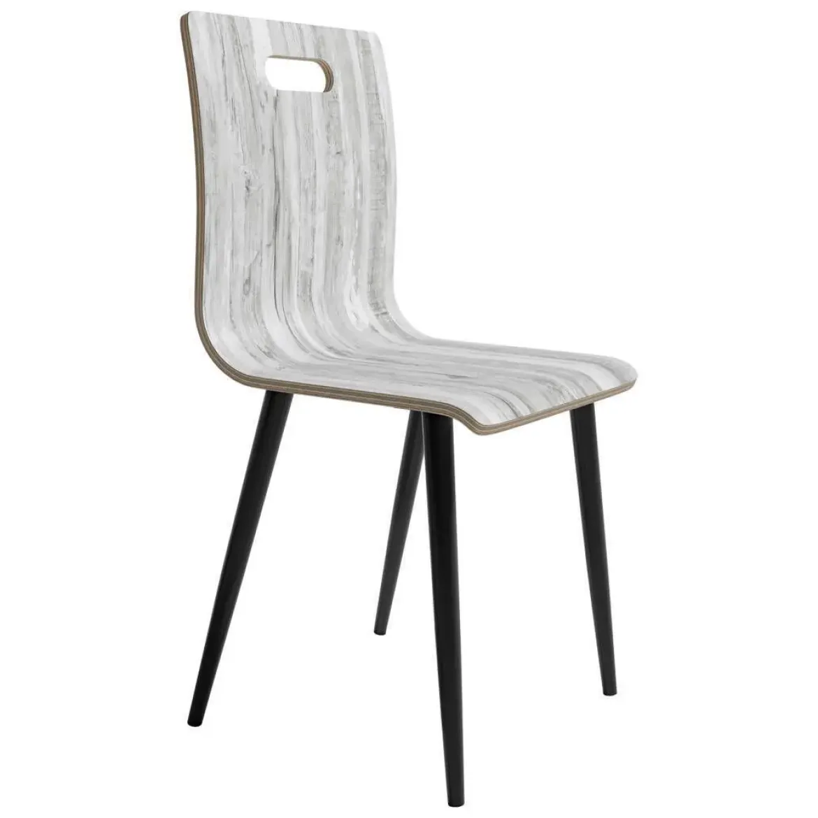 Juego de 4 Sillas de Comedor en Contrachapado y Patas Negras SOFIA