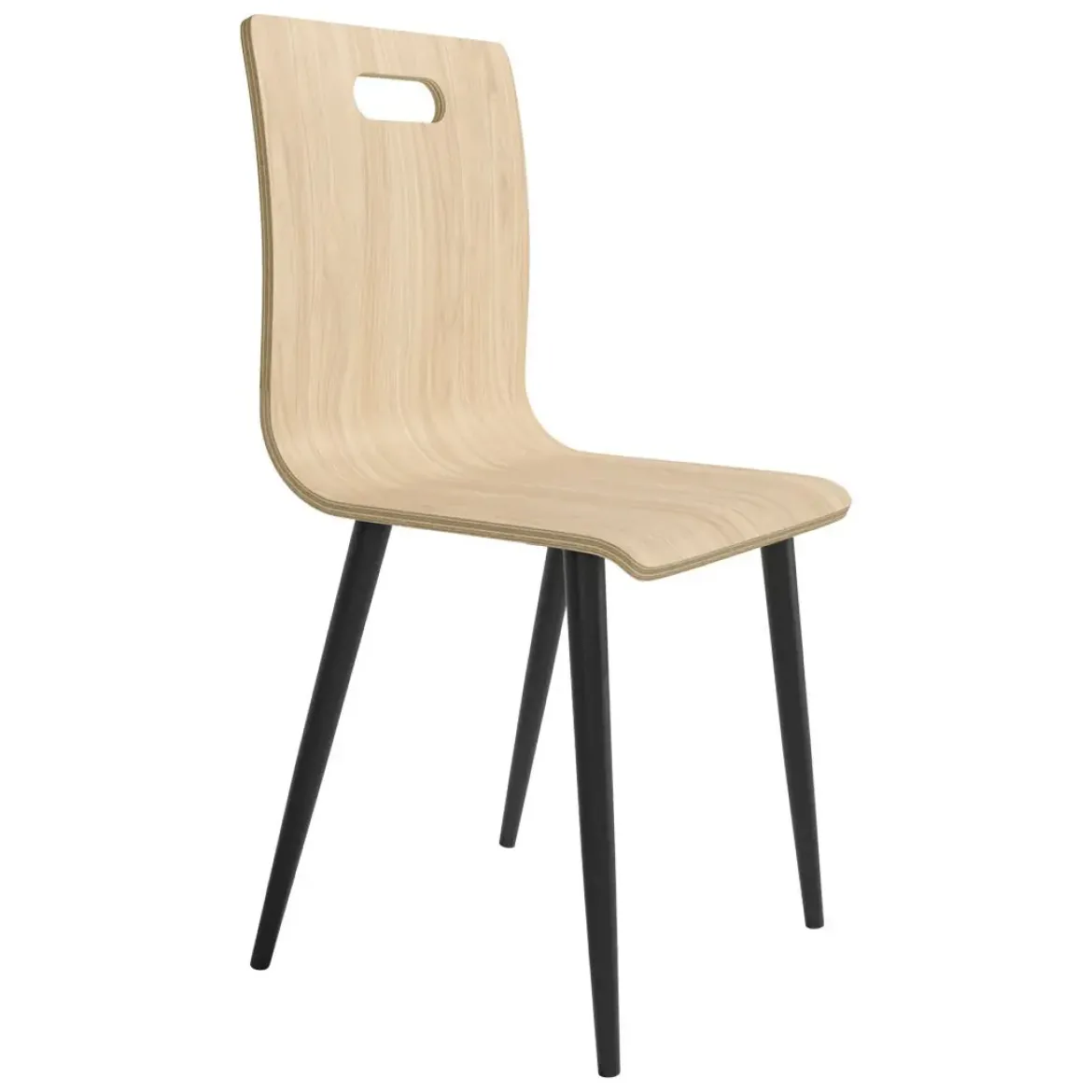 Juego de 4 Sillas de Comedor en Contrachapado y Patas Negras SOFIA
