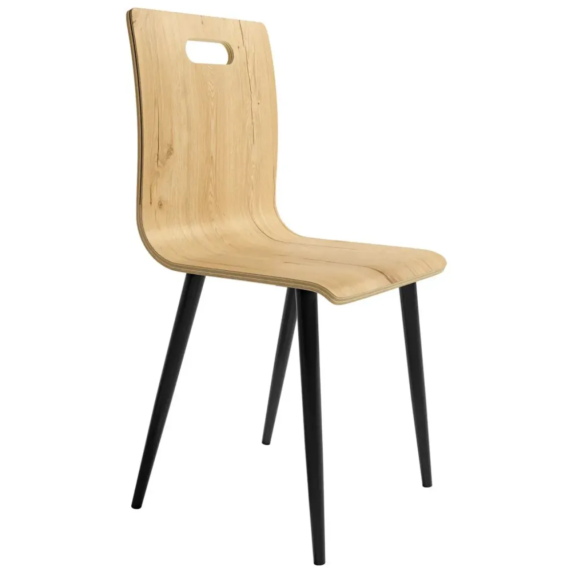 Juego de 4 Sillas de Comedor en Contrachapado y Patas Negras SOFIA