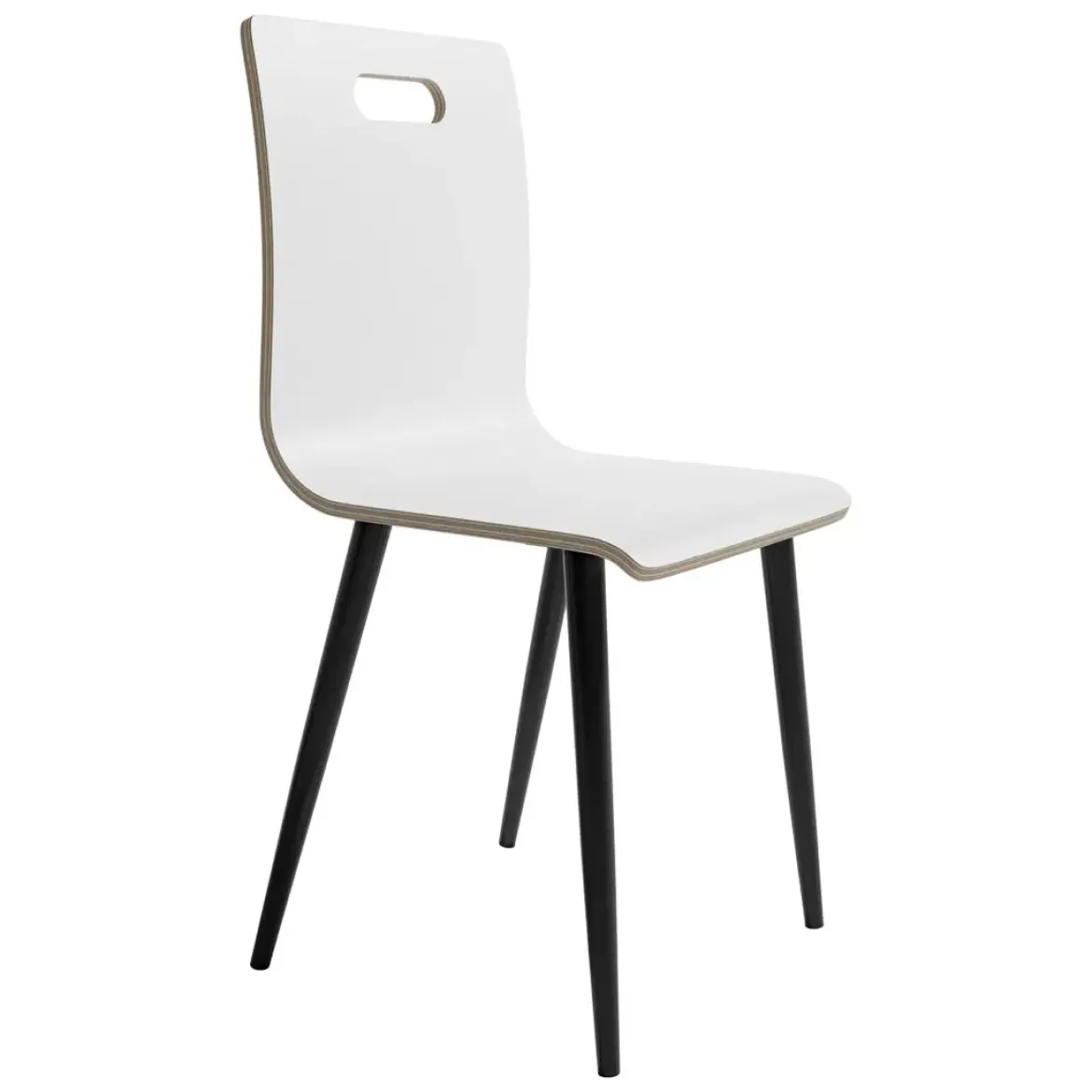 Juego de 4 Sillas de Comedor en Contrachapado y Patas Negras SOFIA