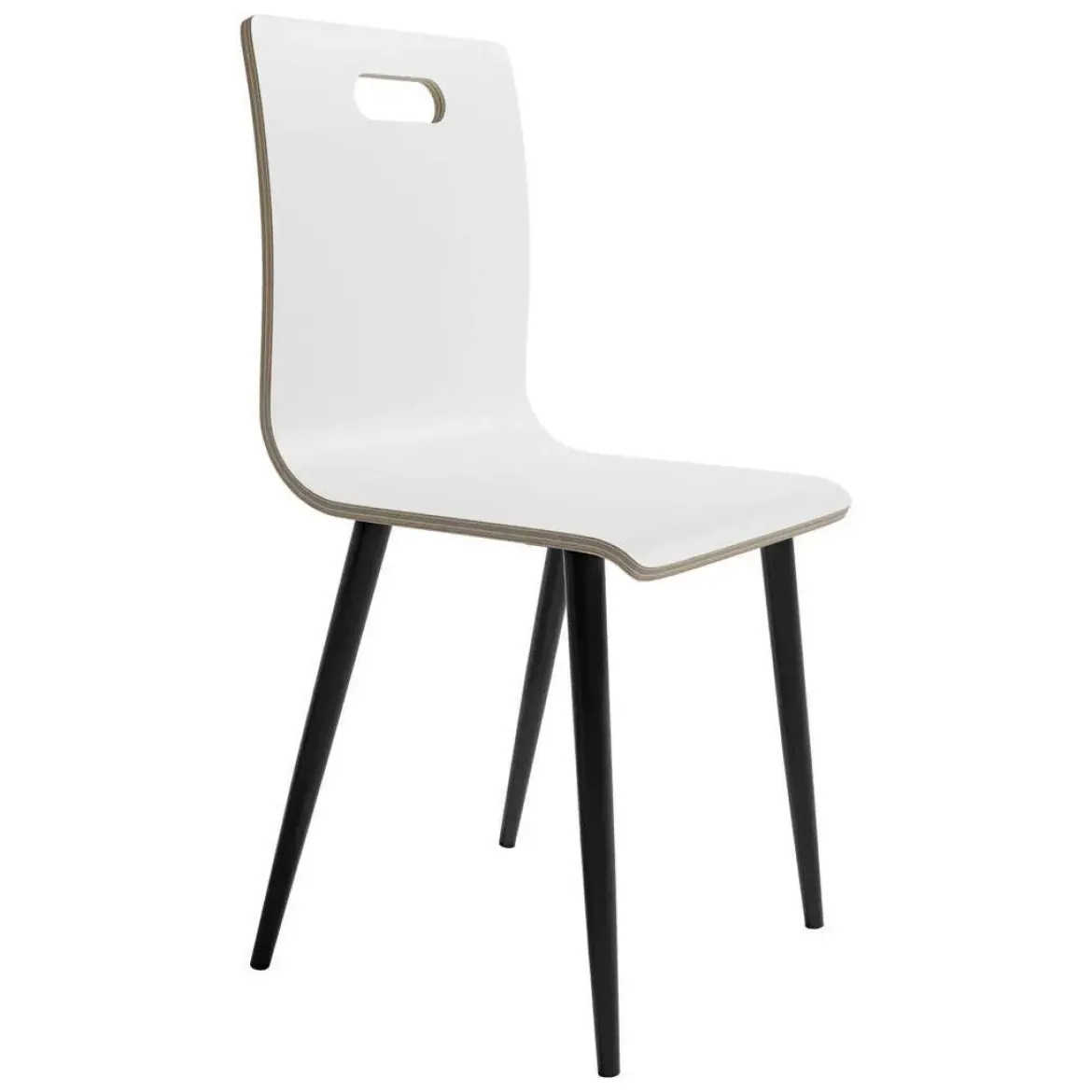 Juego de 4 Sillas de Comedor en Contrachapado y Patas Negras SOFIA