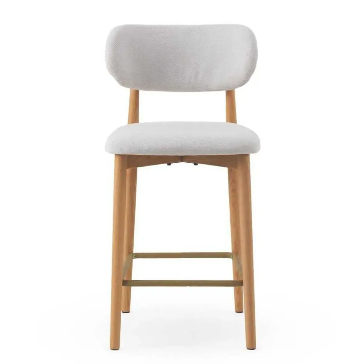 Juego de 2 Taburetes con Respaldo de Madera de Roble Tapizado Blanco GABAR 11681