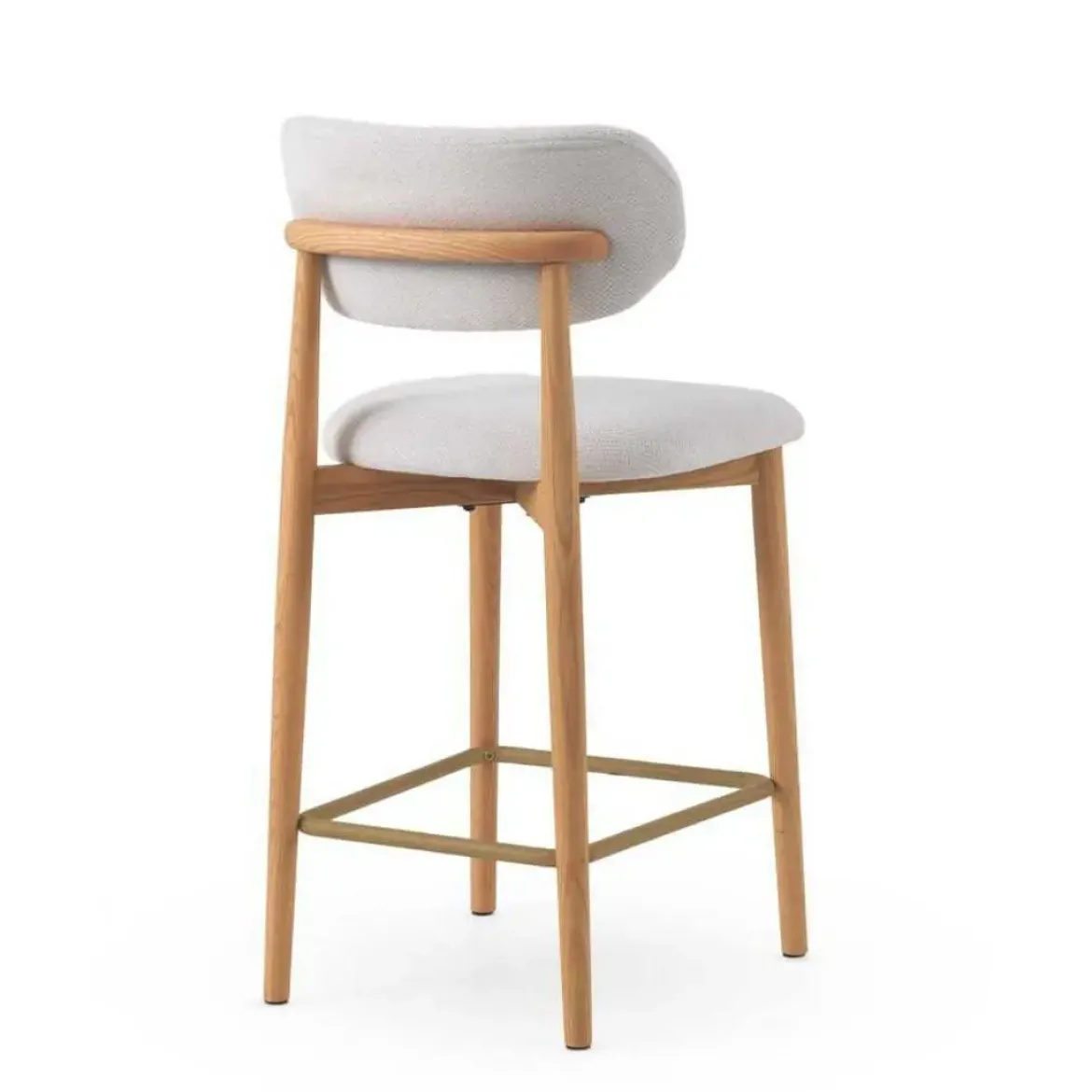 Juego de 2 Taburetes con Respaldo de Madera de Roble Tapizado Blanco GABAR 11681