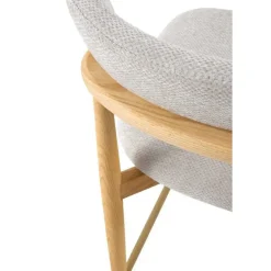 Juego de 2 Taburetes con Respaldo de Madera de Roble Tapizado Blanco GABAR 11681