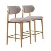 Juego de 2 Taburetes con Respaldo de Madera de Roble Tapizado Beige GABAR 11682