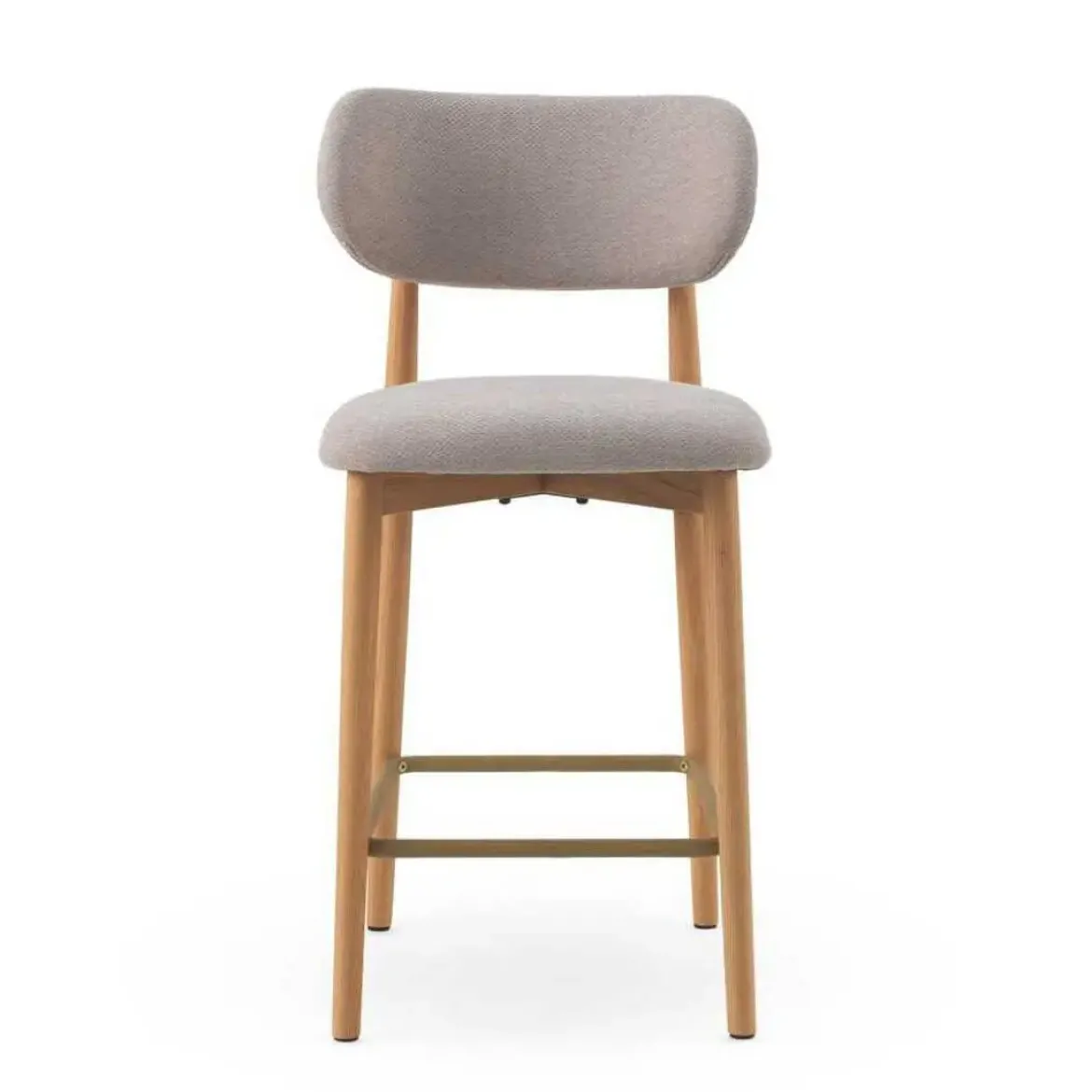 Juego de 2 Taburetes con Respaldo de Madera de Roble Tapizado Beige GABAR 11682