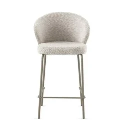 Juego de 2 Taburetes con Respaldo Tapizados en Chenilla con Patas Metal GABAR