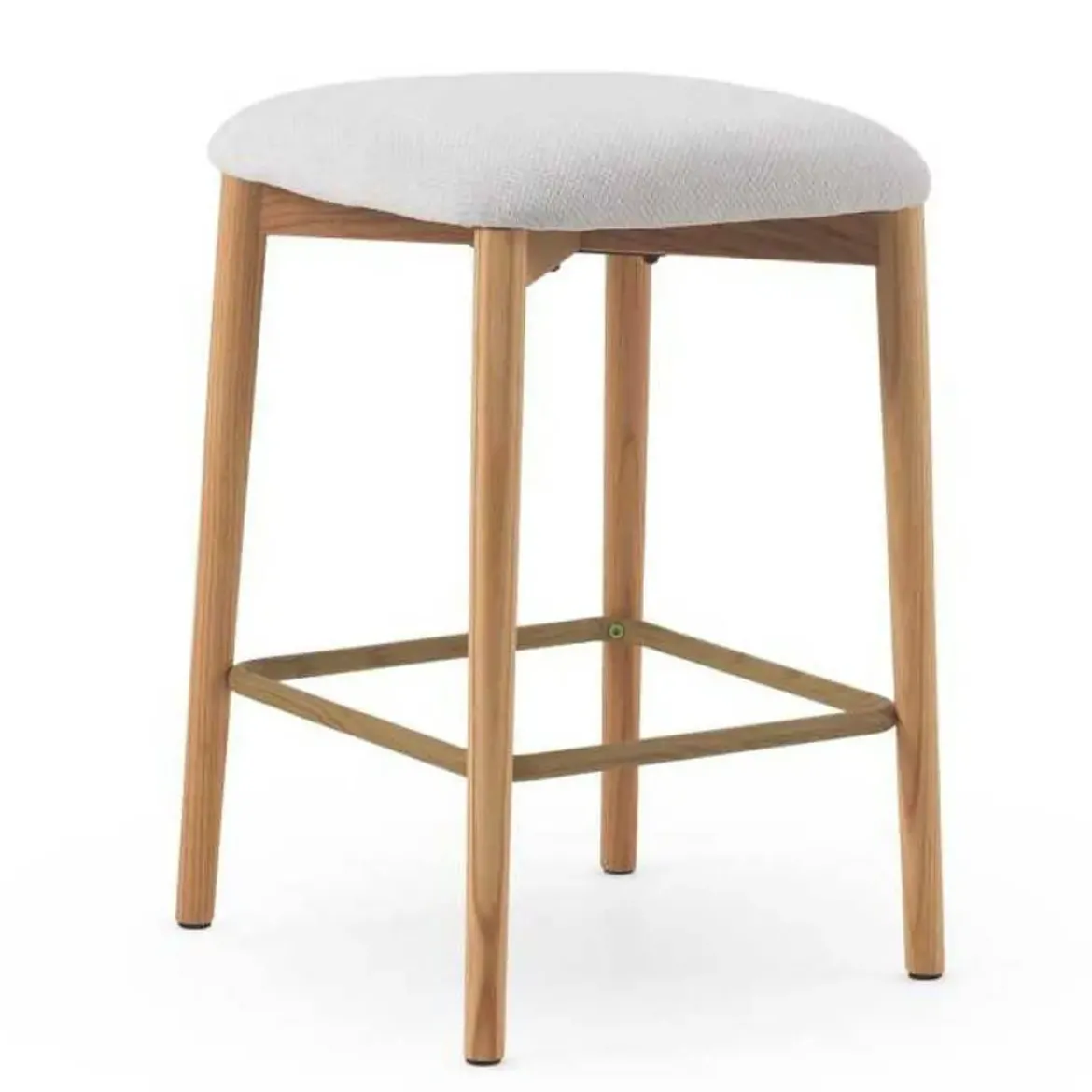 Juego de 2 Taburetes Tapizados Blancos de Madera de Roble Natural GABAR 11683