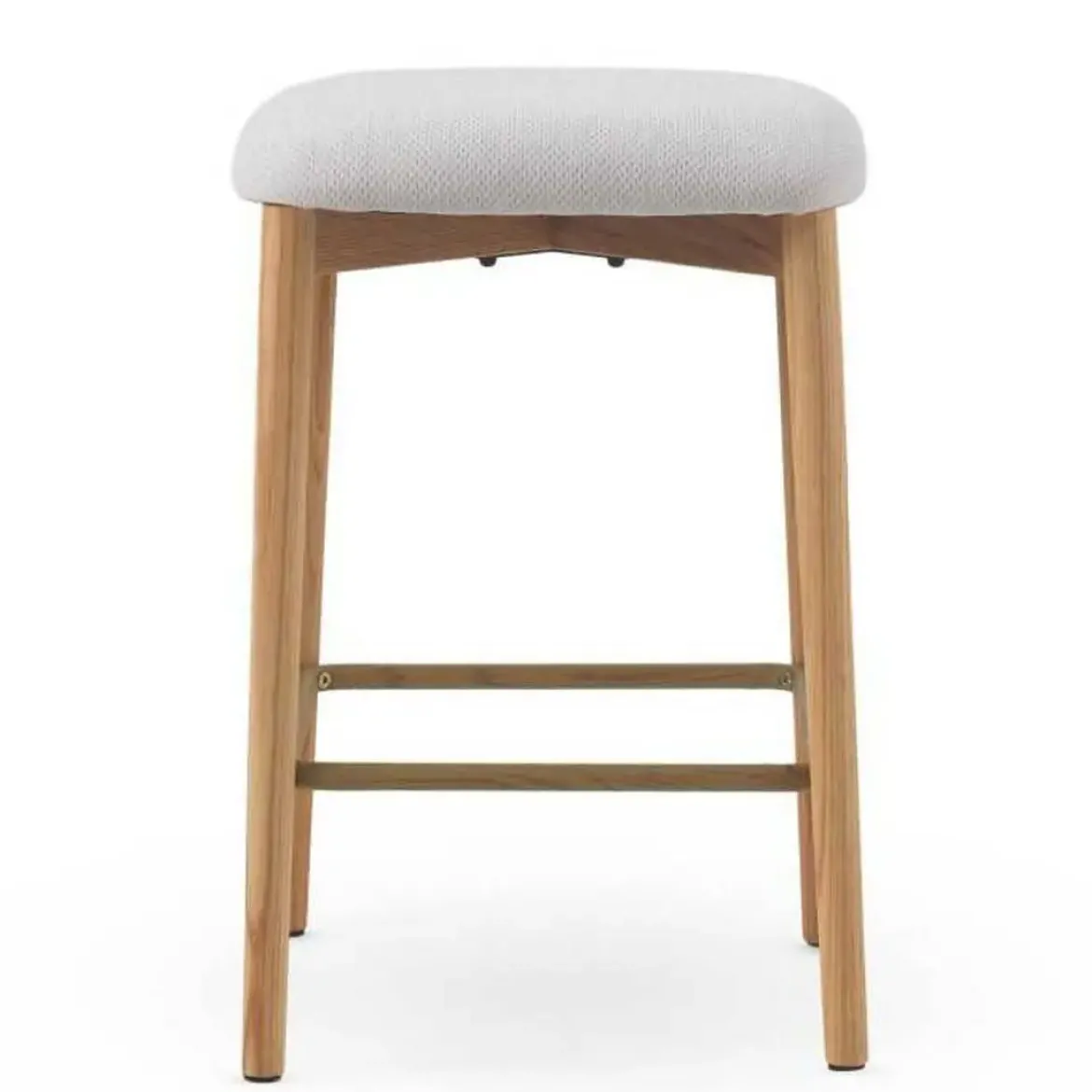 Juego de 2 Taburetes Tapizados Blancos de Madera de Roble Natural GABAR 11683