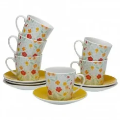 Juego de Té de Porcelana con 6 Tazas y Platos FLANDES 20090539