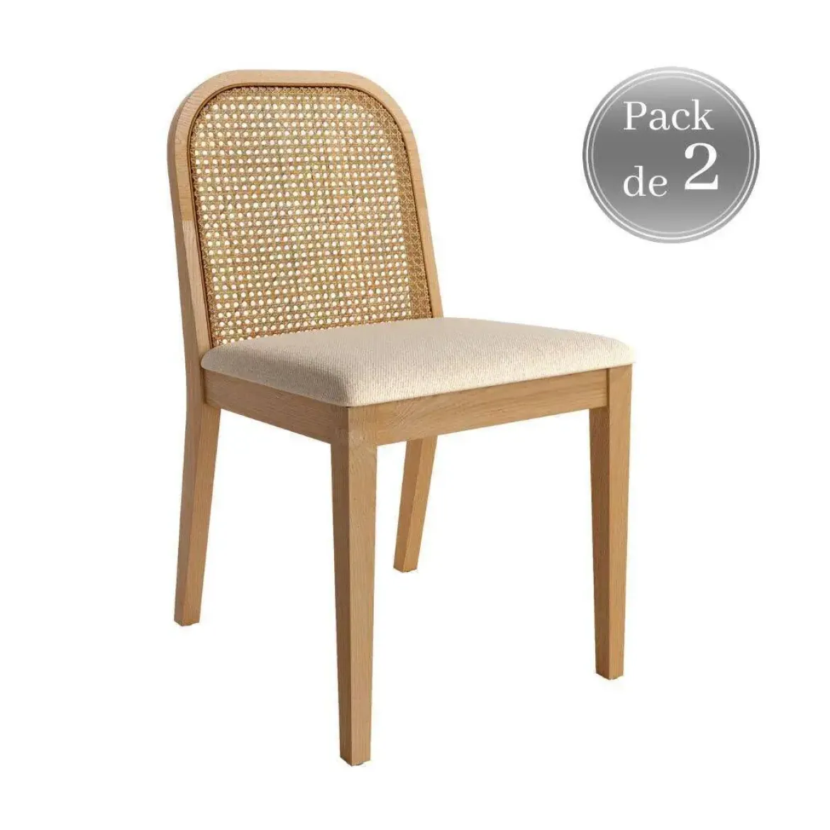 Juego 2 sillas con Asiento Tapizado Nácar y Madera color Natural TILIA CG2044FR