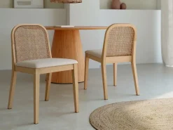 Juego 2 sillas con Asiento Tapizado Nácar y Madera color Natural TILIA CG2044FR