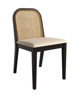 Juego 2 sillas con Asiento Tapizado Nácar y Madera color Negro TILIA CG3014NR