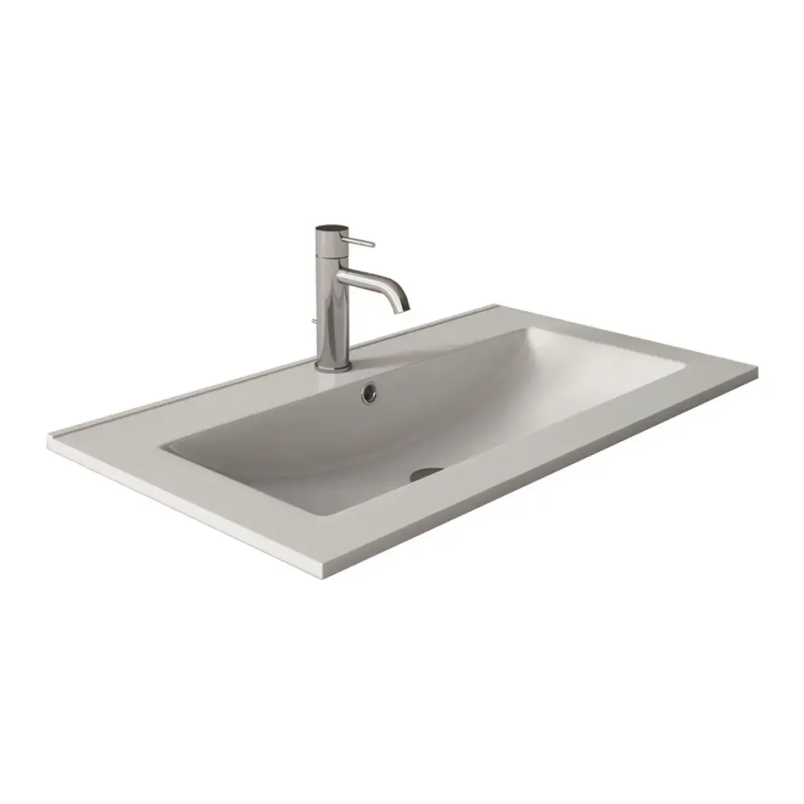 Lavabo de Baño Rectangular en Cerámica Blanco FLAT 80022