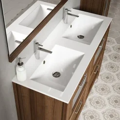 Lavabo de Baño Rectangular en Cerámica Blanco FLAT 80022