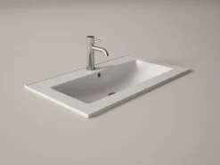 Lavabo de Baño Rectangular en Cerámica Blanco FLAT 80022