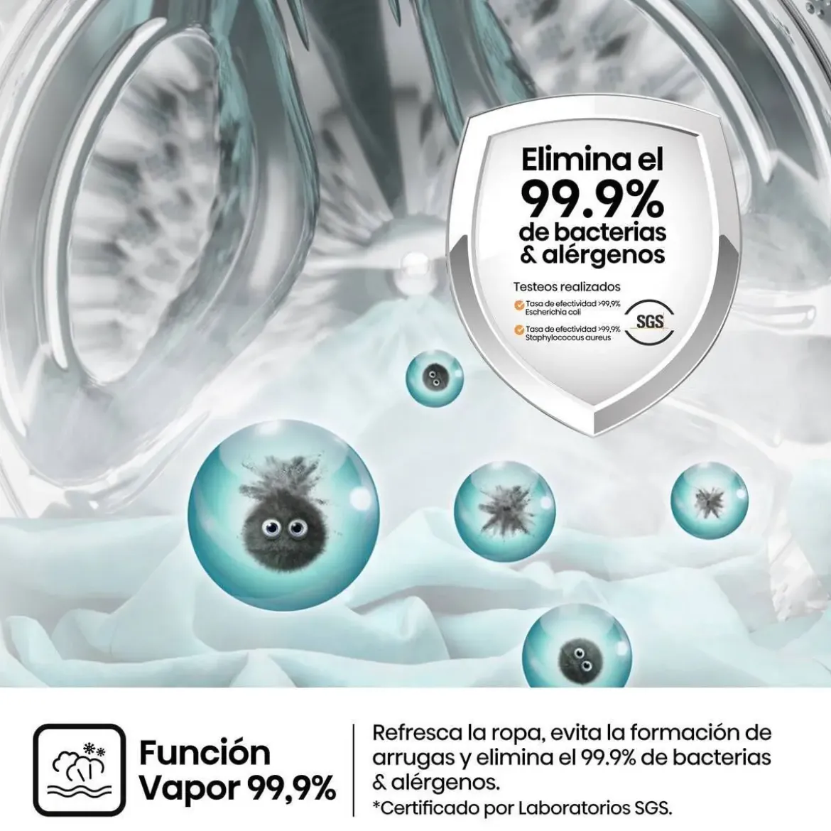 Lavadora Hisense 8kg 1400rpm A+++ Vapor 54cm WF1Q8041BW