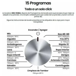 Lavadora 10 kg 1400 rpm Clase A Inverter Función Vapor INFINITON WMS14BAL