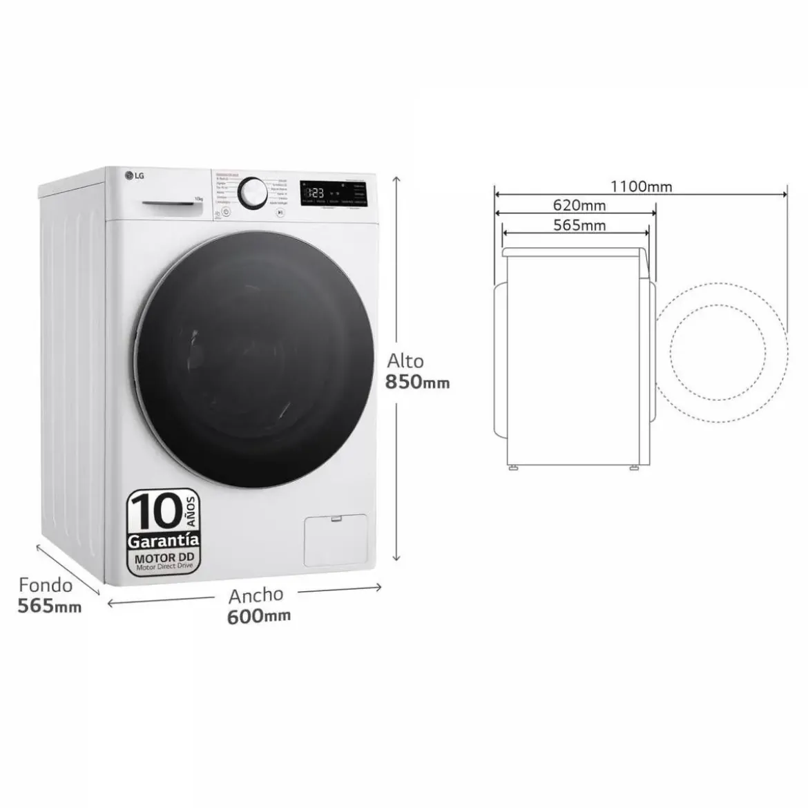 Lavadora LG 10 Kg 1400 rpm Clase A F4WR6010A1W