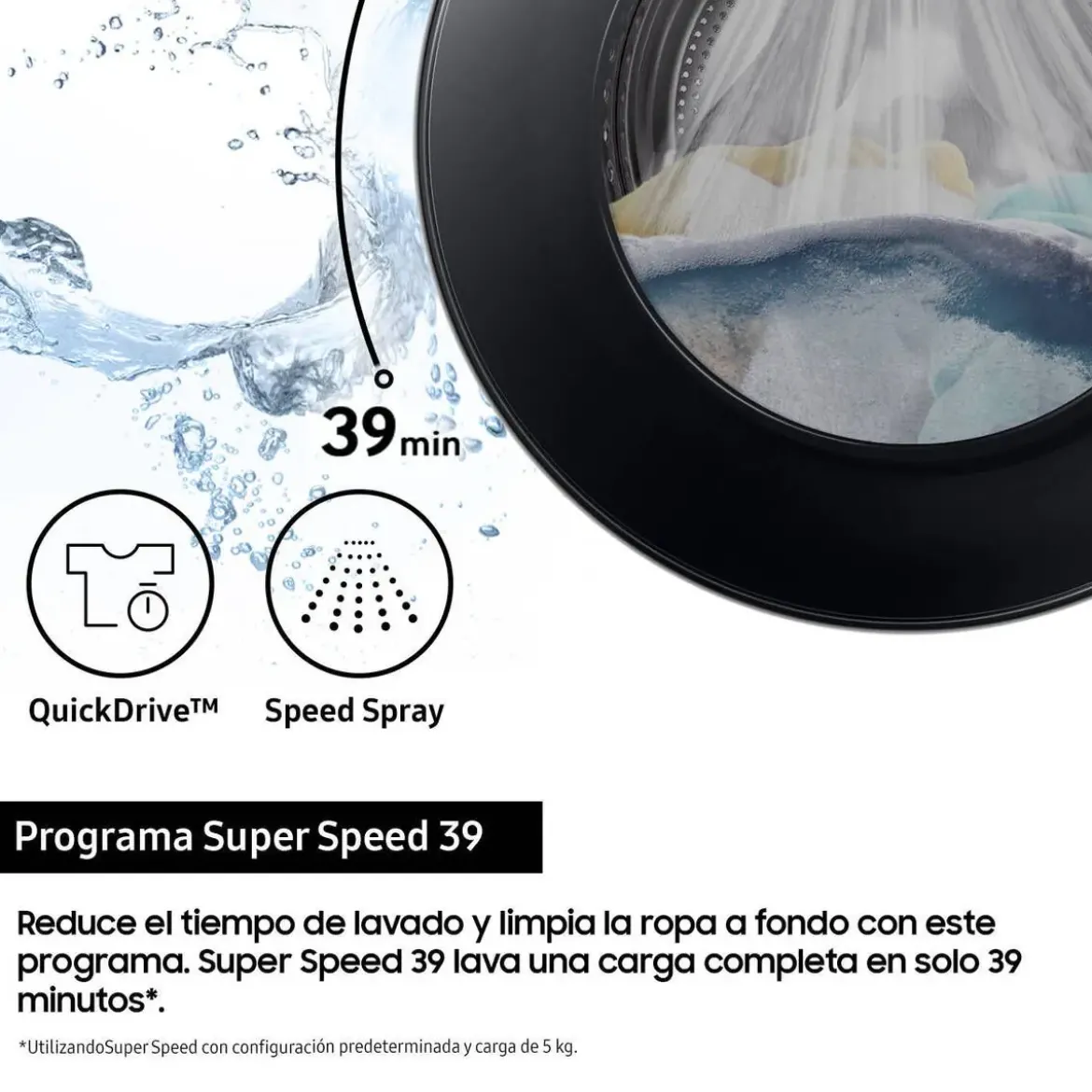 Lavadora Samsung 11 Kg AI Ecobubble 1400 RPM Clase A WW11DG5B25TEEC