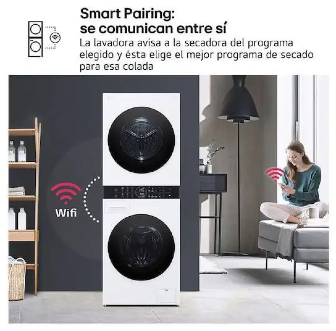 Lavadora Secadora Carga Frontal 12/10 Kg Inverter LG WT1210WWF
