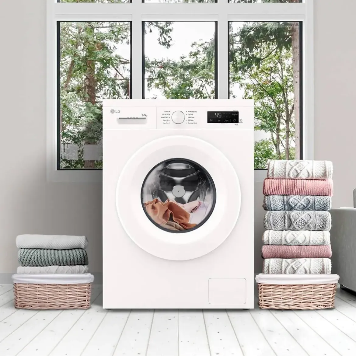Lavadora-Secadora LG 8/5 kg 1400 rpm WiFi Steam W4X1085NWH