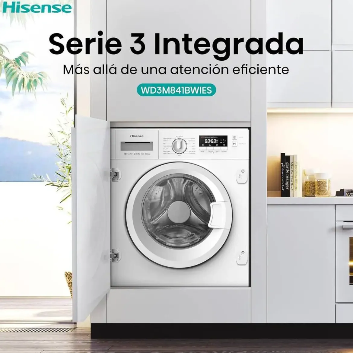 Lavasecadora Integrable 8/6 Kg 1400 RPM Hisense WD3M841BWIES