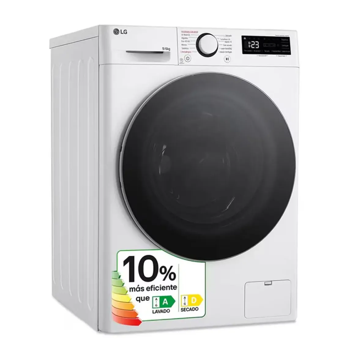 Lavasecadora LG Inteligente AI Direct Drive TM 9/6 KG 1400RPM CLASE D F4DR6009A1W