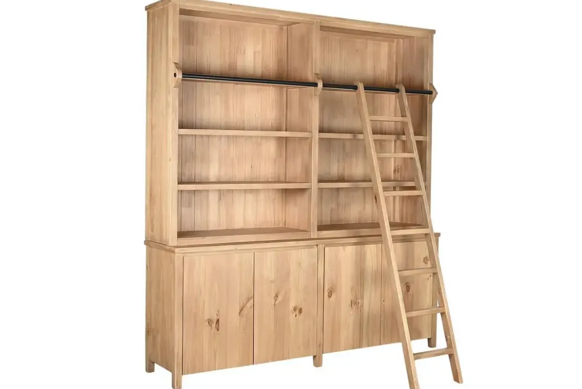 Librería de Pino y Metal con Escalera MB-222248