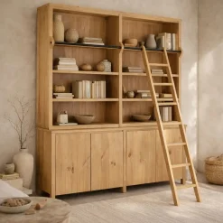 Librería de Pino y Metal con Escalera MB-222248
