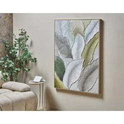 Lienzo Decorativo Hojas con Relieve 90x120 cm 80-235
