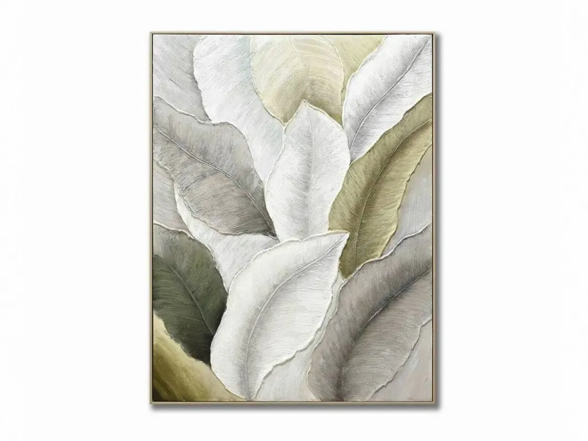 Lienzo Decorativo Hojas con Relieve 90x120 cm 80-235